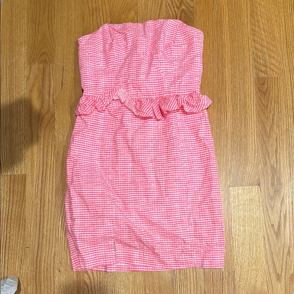 Lilly Pulitzer Pink Strapless Ruffled Peplum Dress